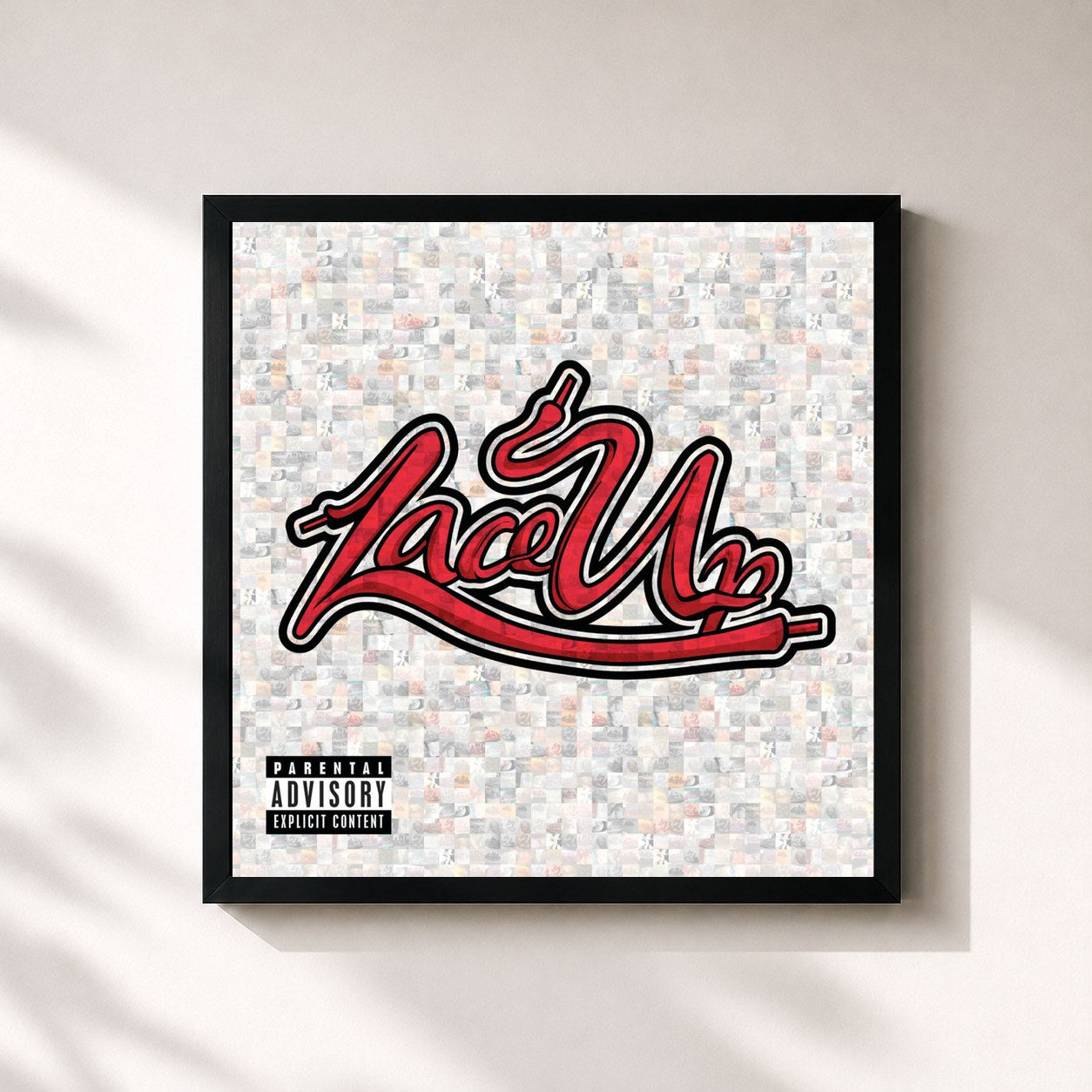 #noir Tableau carré de l'album Lace Up de mgk, cadre noir 32x32 cm