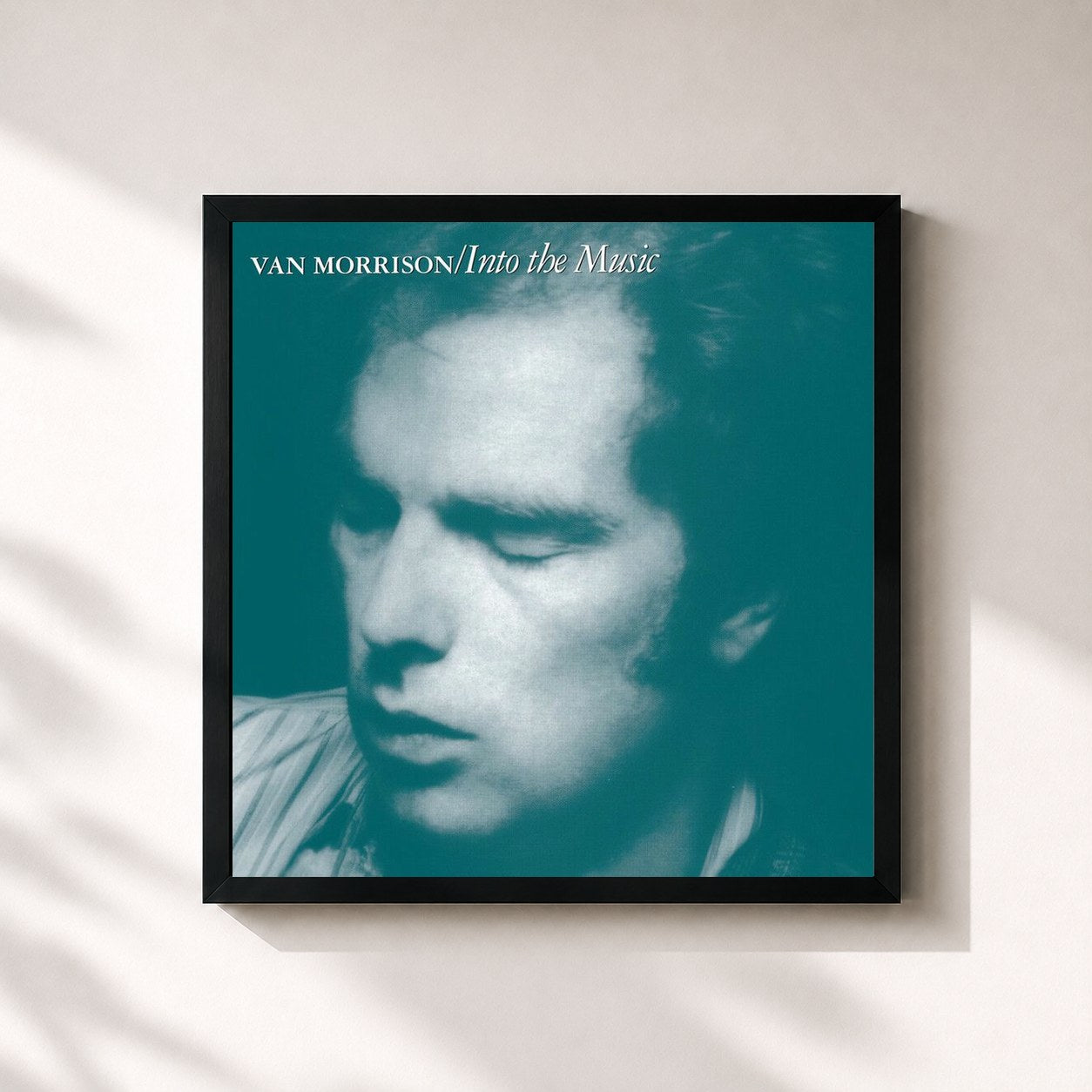 #noir Tableau carré de l'album Into the Music (Bonus Track Version) de Van Morrison, cadre noir 32x32 cm