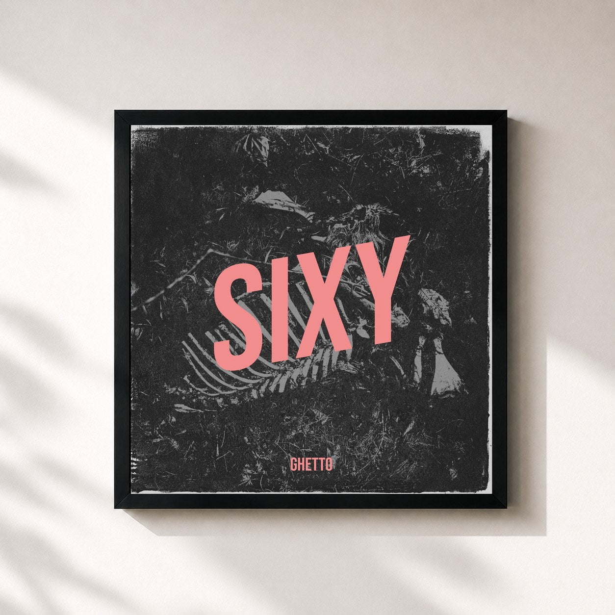 #noir Tableau carré de l'album Sixy de Ghetto, cadre noir 32x32 cm