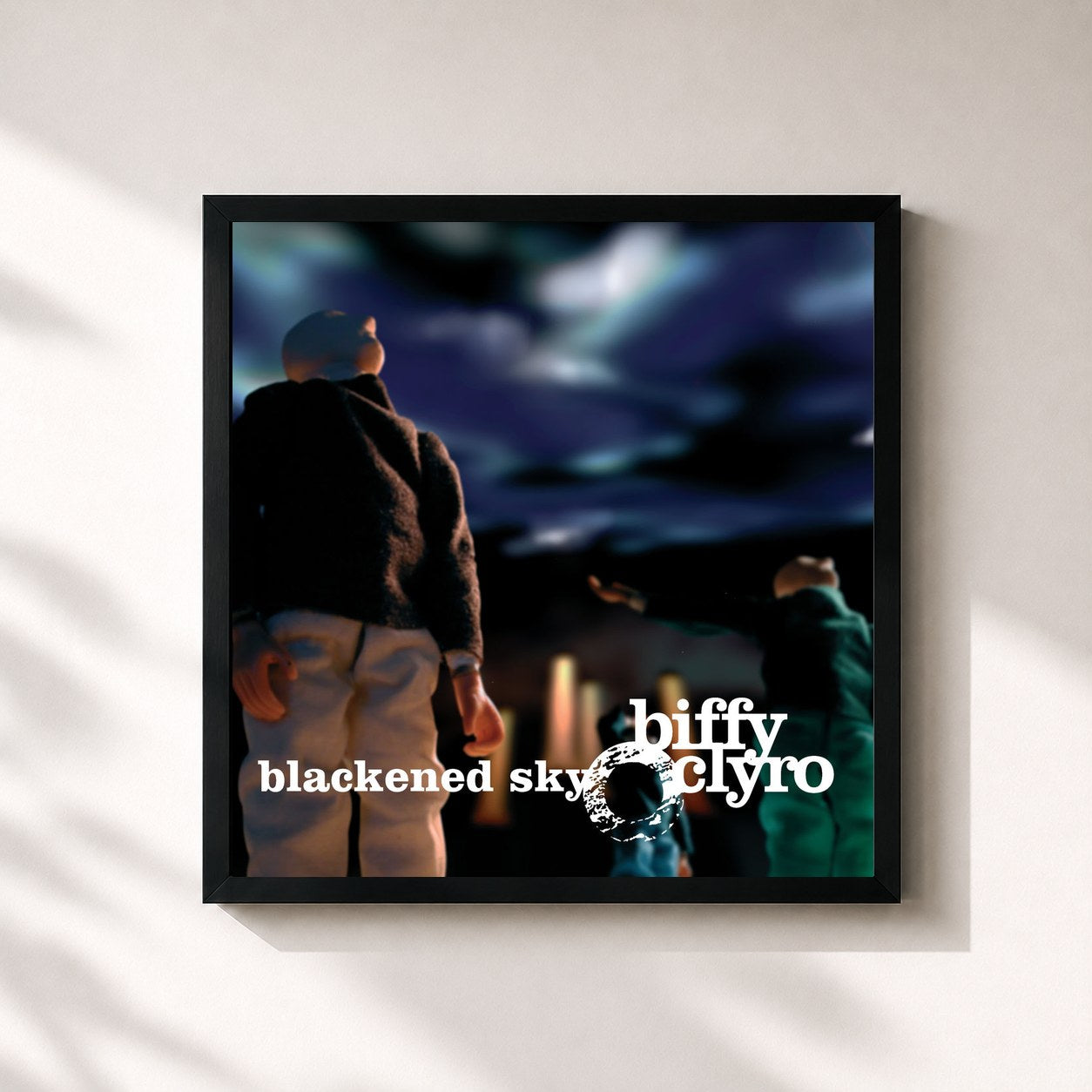 #noir Tableau carré de l'album Blackened Sky de Biffy Clyro, cadre noir 32x32 cm
