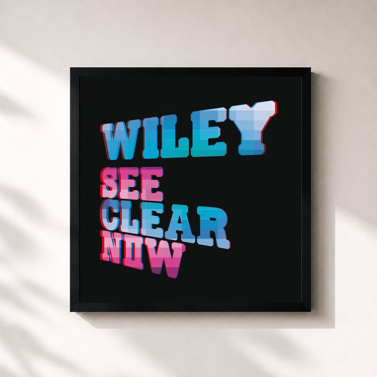 #noir Tableau carré de l'album See Clear Now de Wiley, cadre noir 32x32 cm