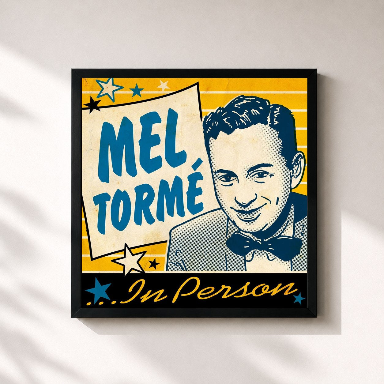 #noir Tableau carré de l'album In Person de Mel Tormé, cadre noir 32x32 cm