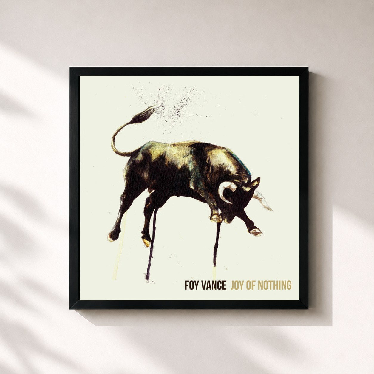 #noir Tableau carré de l'album Joy Of Nothing de Foy Vance, cadre noir 32x32 cm