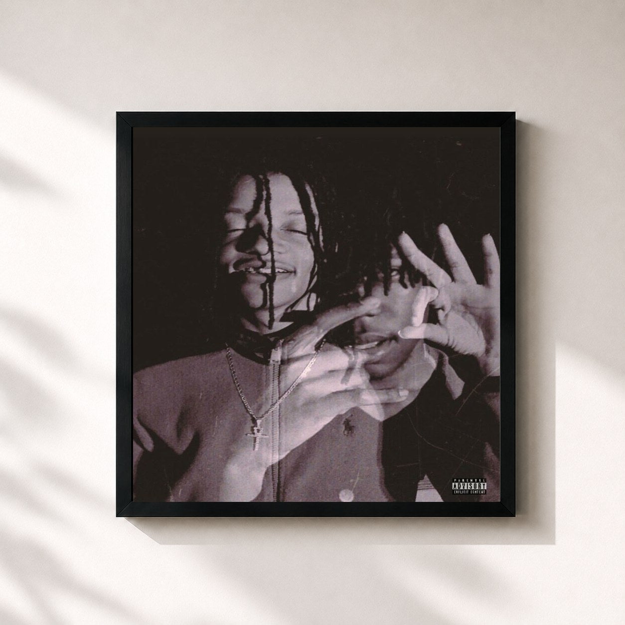 #noir Tableau carré de l'album NezzusDestroyed de Destroy Lonely, cadre noir 32x32 cm