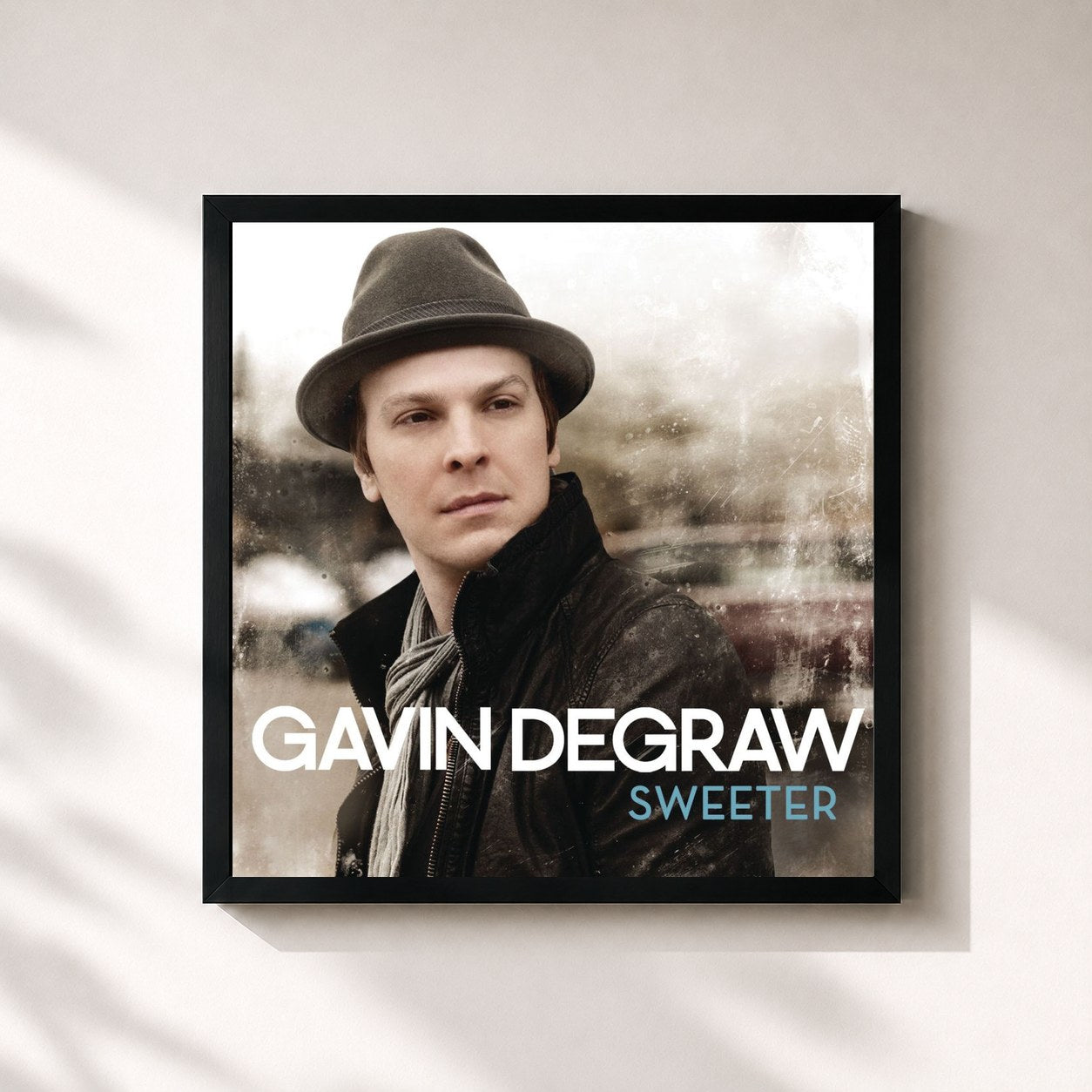 #noir Tableau carré de l'album Sweeter de Gavin DeGraw, cadre noir 32x32 cm