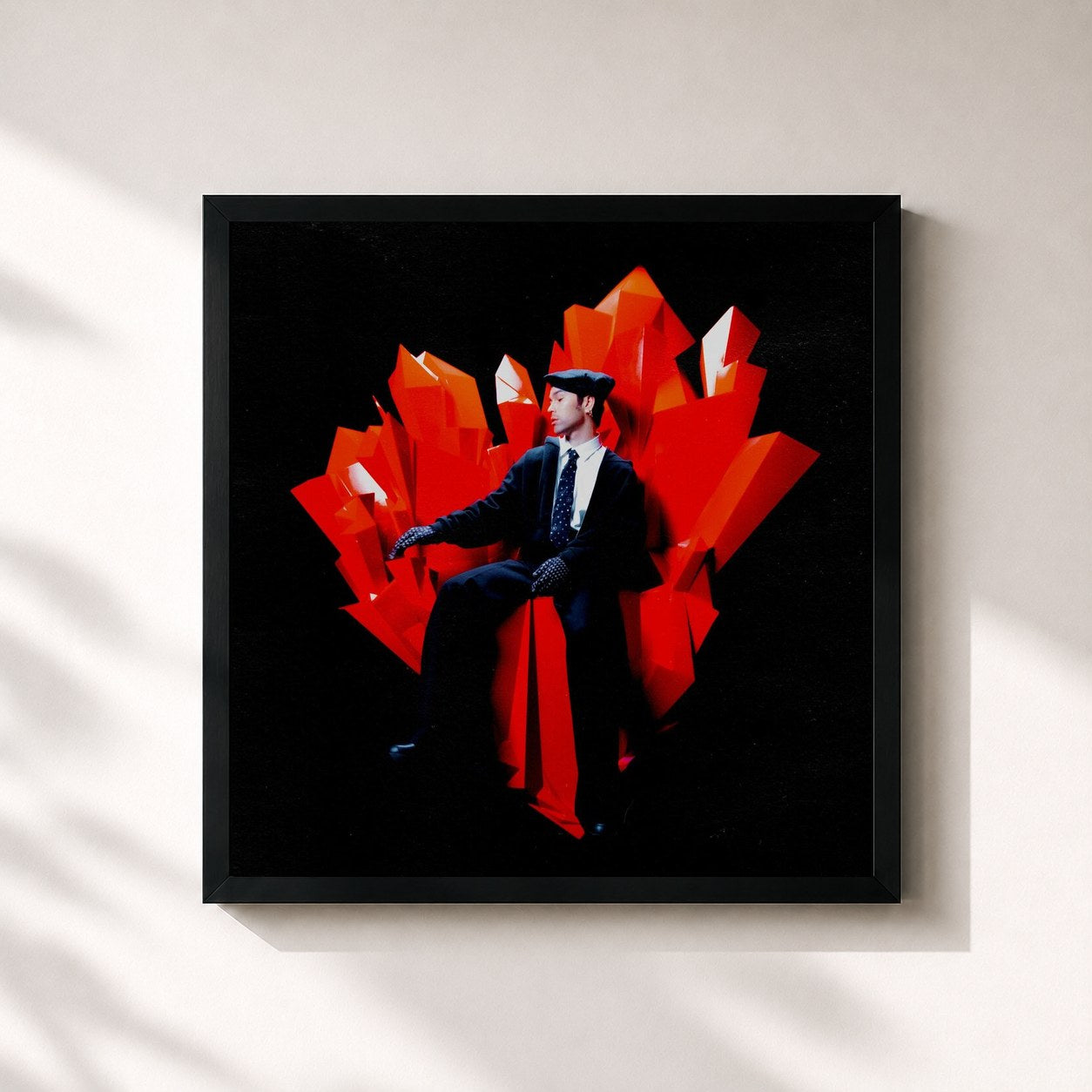 #noir Tableau carré de l'album LOVE IN STEREO de Max, cadre noir 32x32 cm