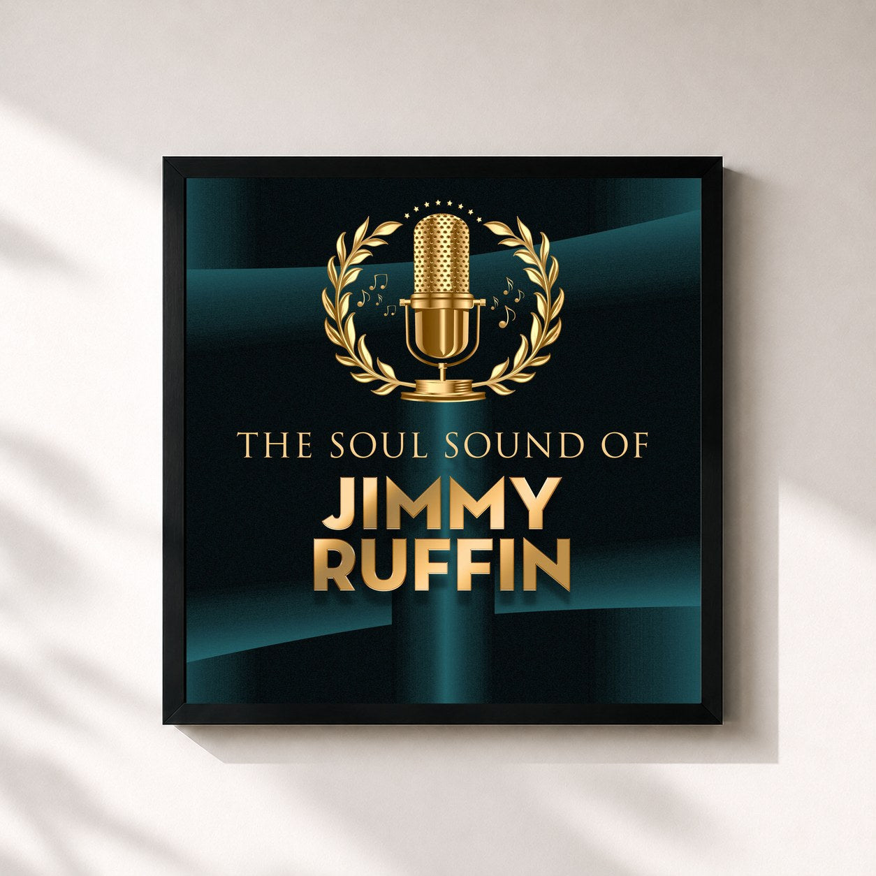 #noir Tableau carré de l'album The Soul Sound of (Rerecorded) de Jimmy Ruffin, cadre noir 32x32 cm