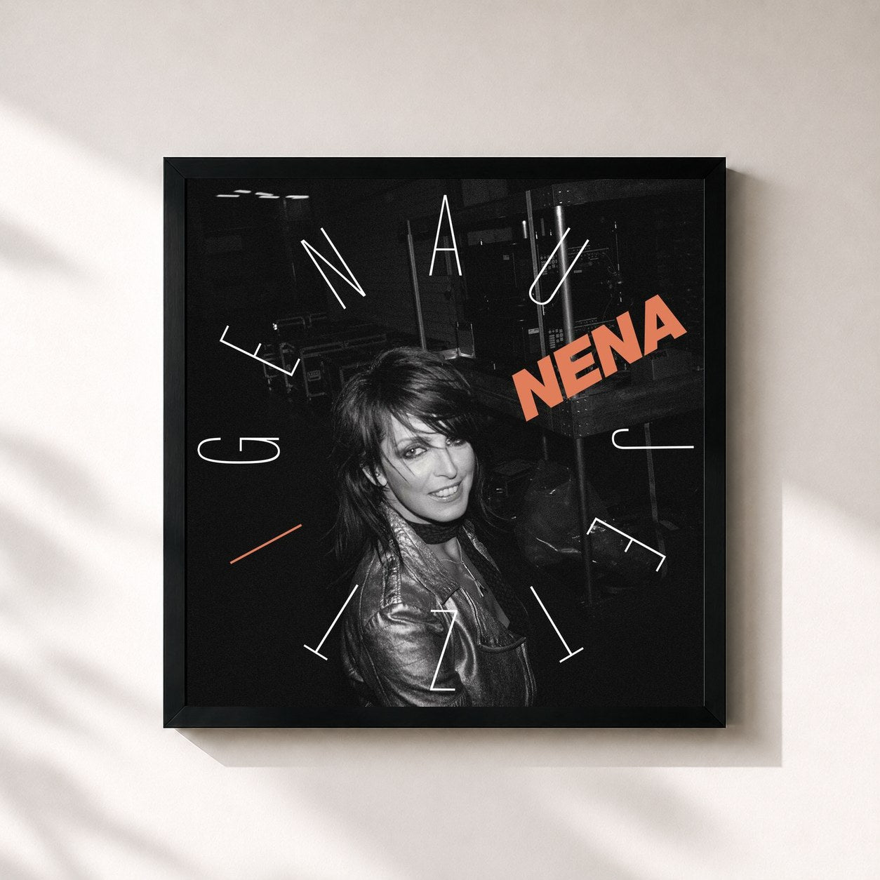 #noir Tableau carré de l'album Genau Jetzt de Nena, cadre noir 32x32 cm