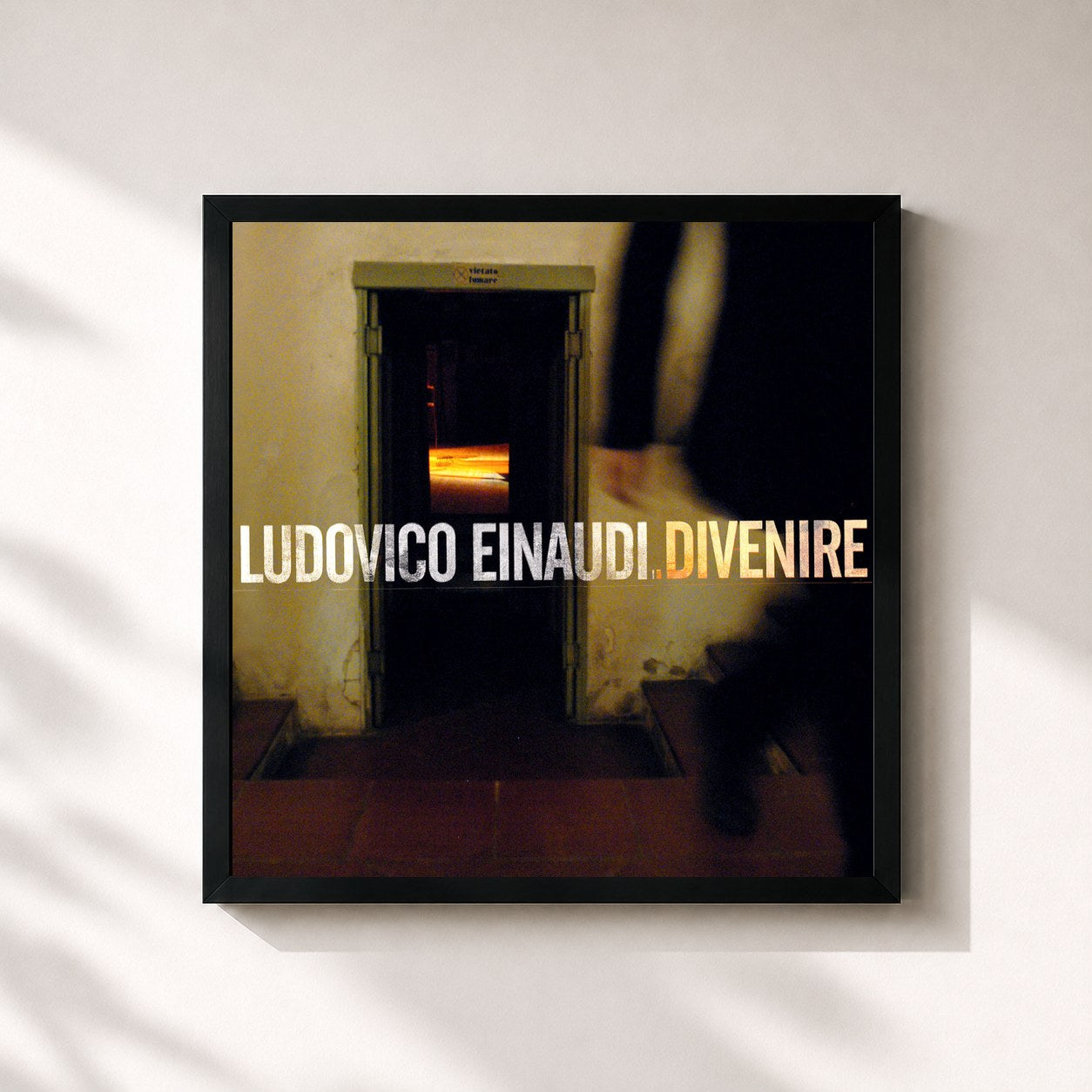 #noir Tableau carré de l'album Divenire de Ludovico Einaudi, cadre noir 32x32 cm