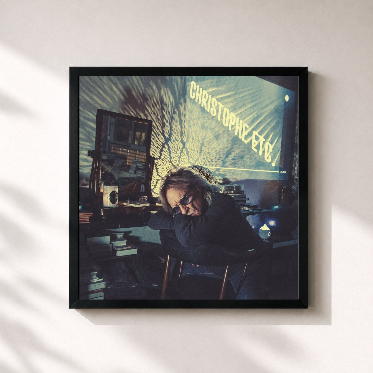 #noir Tableau carré de l'album Christophe Etc. de Christophe, cadre noir 32x32 cm