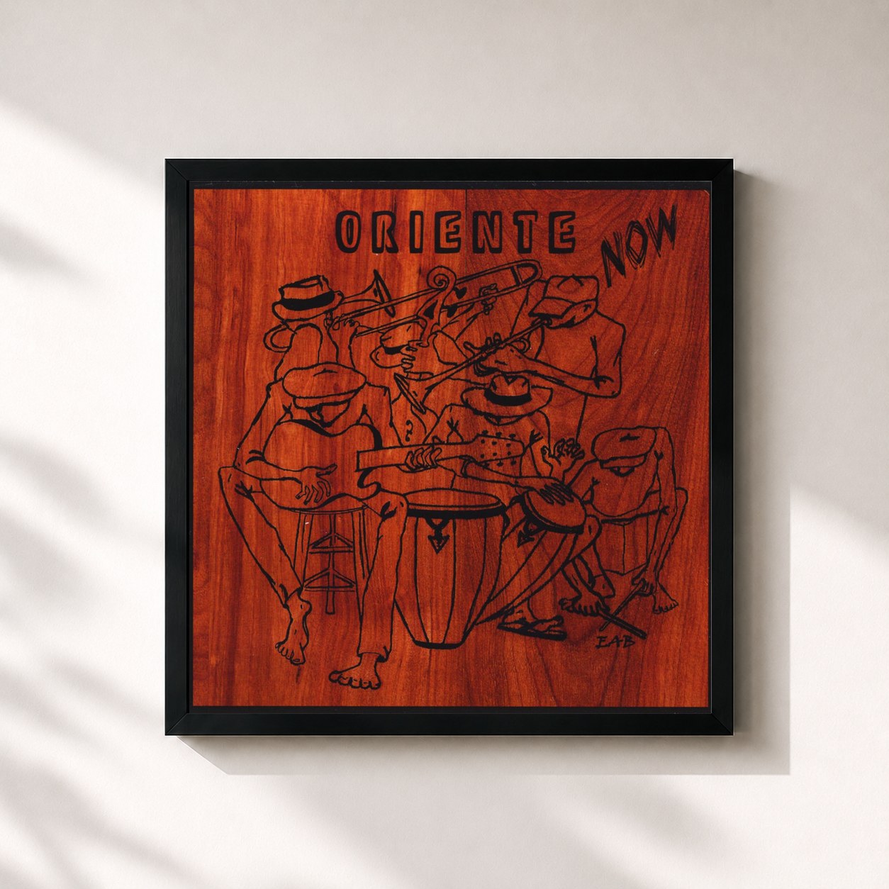 #noir Tableau carré de l'album Now de Oriente, cadre noir 32x32 cm