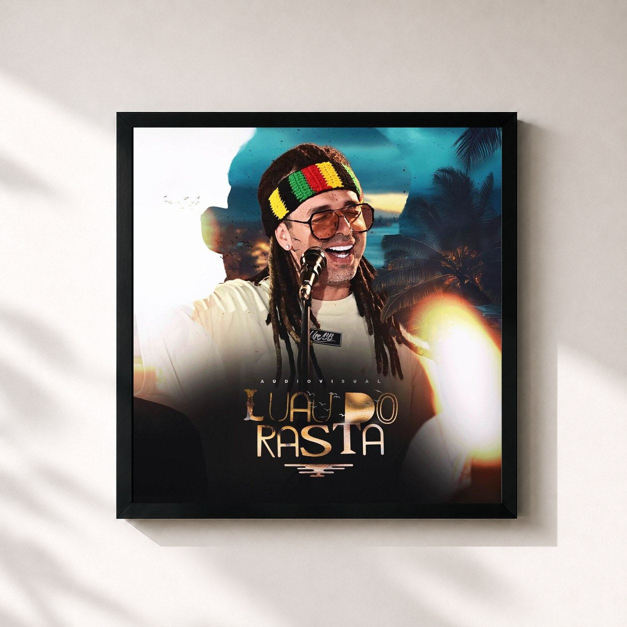 #noir Tableau carré de l'album Luau do Rasta de Seresta do Rasta, cadre noir 32x32 cm