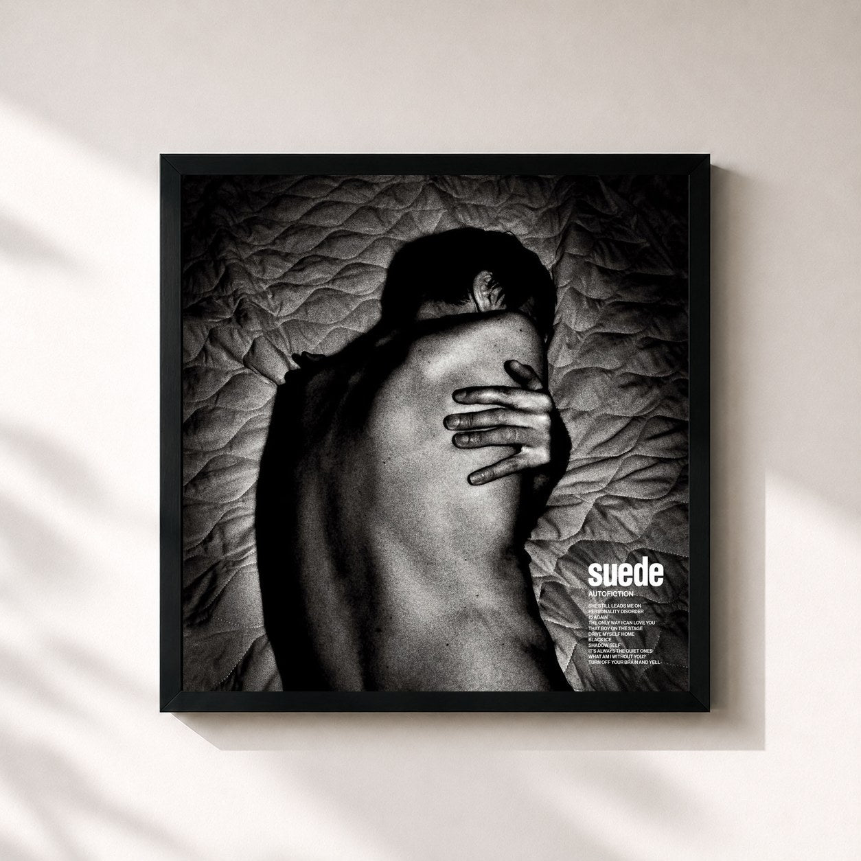 #noir Tableau carré de l'album Autofiction de Suede, cadre noir 32x32 cm