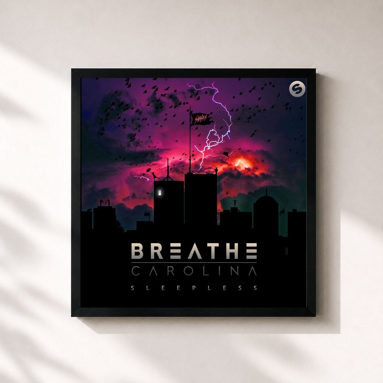 #noir Tableau carré de l'album Sleepless - EP de Breathe Carolina, cadre noir 32x32 cm