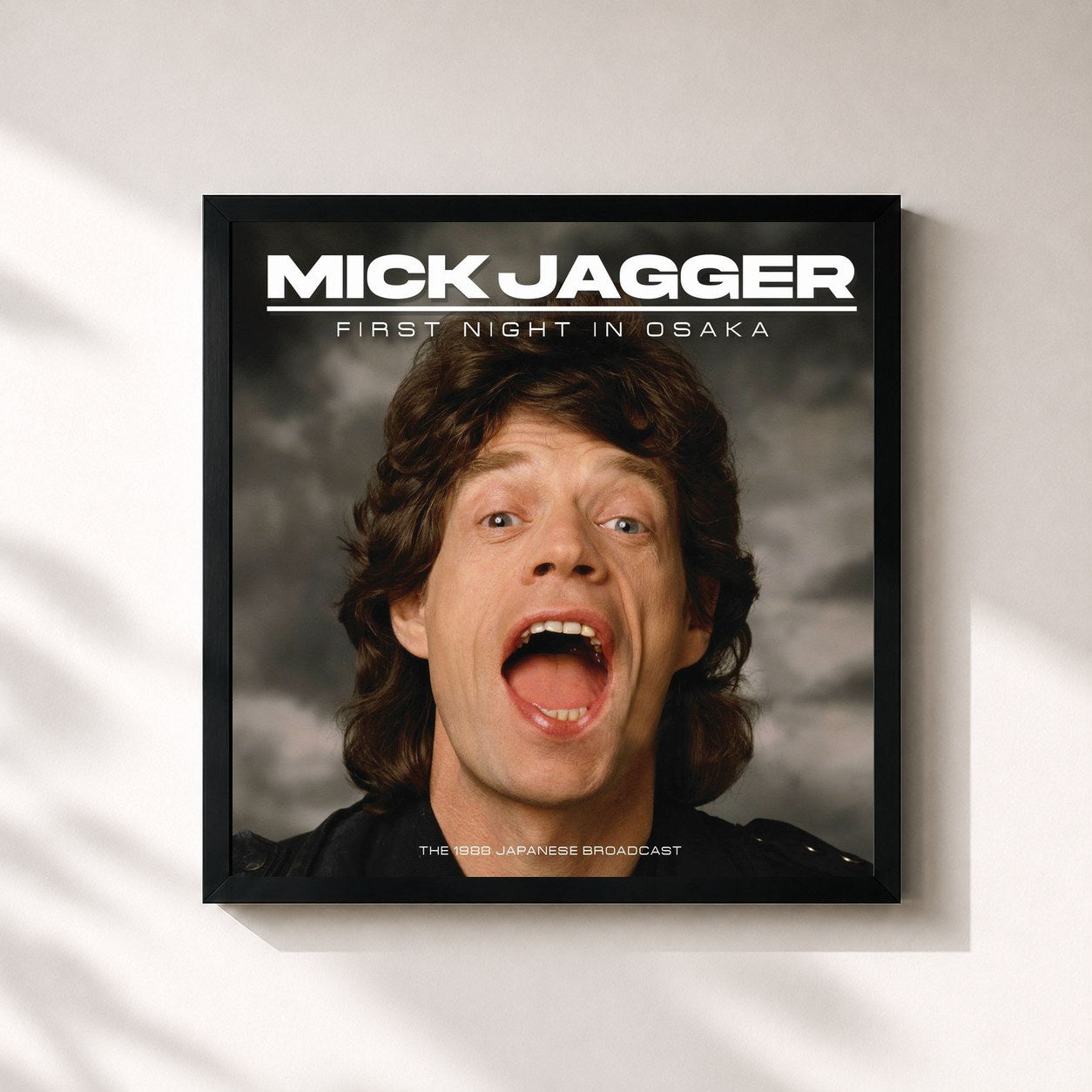 #noir Tableau carré de l'album First Night In Osaka de Mick Jagger, cadre noir 32x32 cm