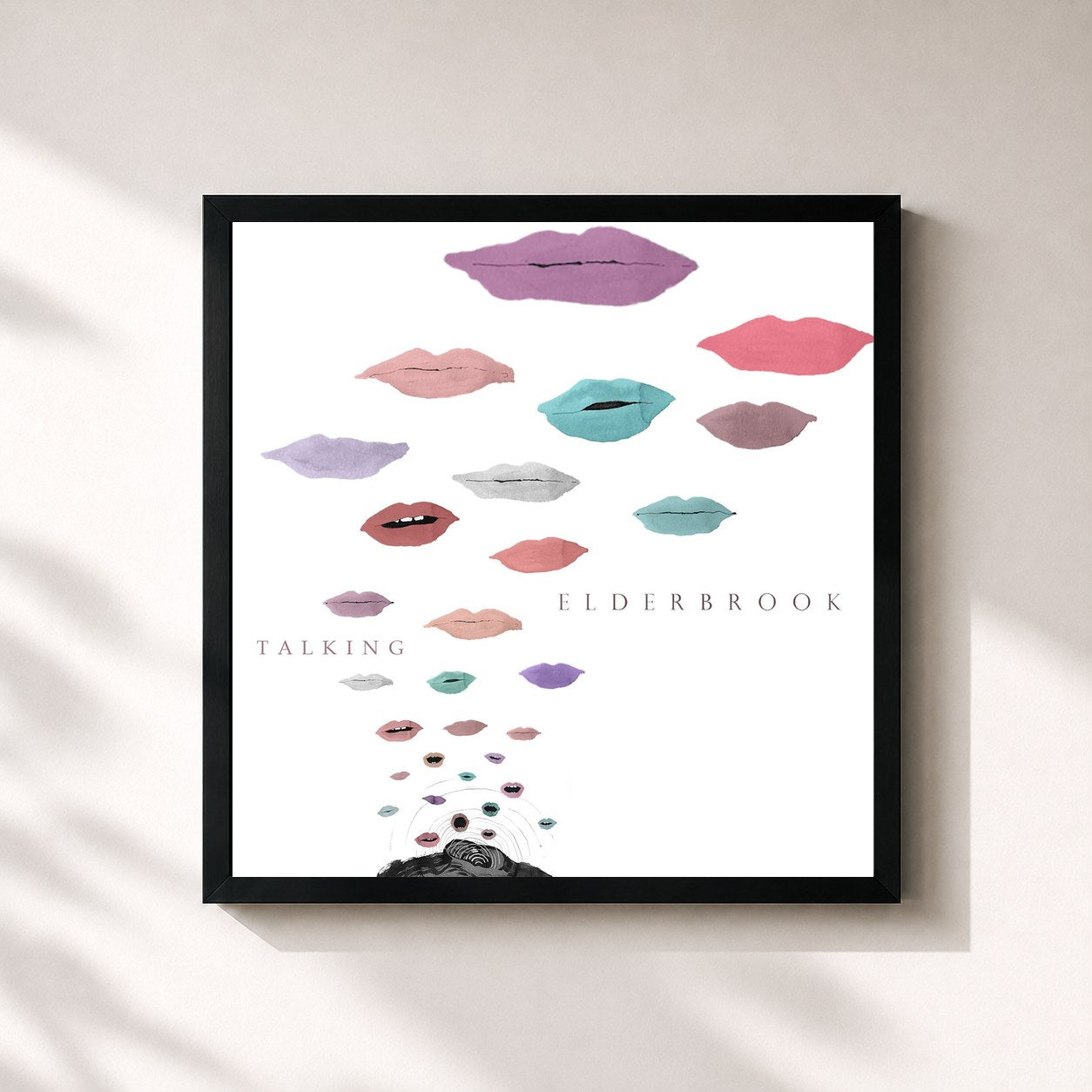 #noir Tableau carré de l'album Talking de Elderbrook, cadre noir 32x32 cm