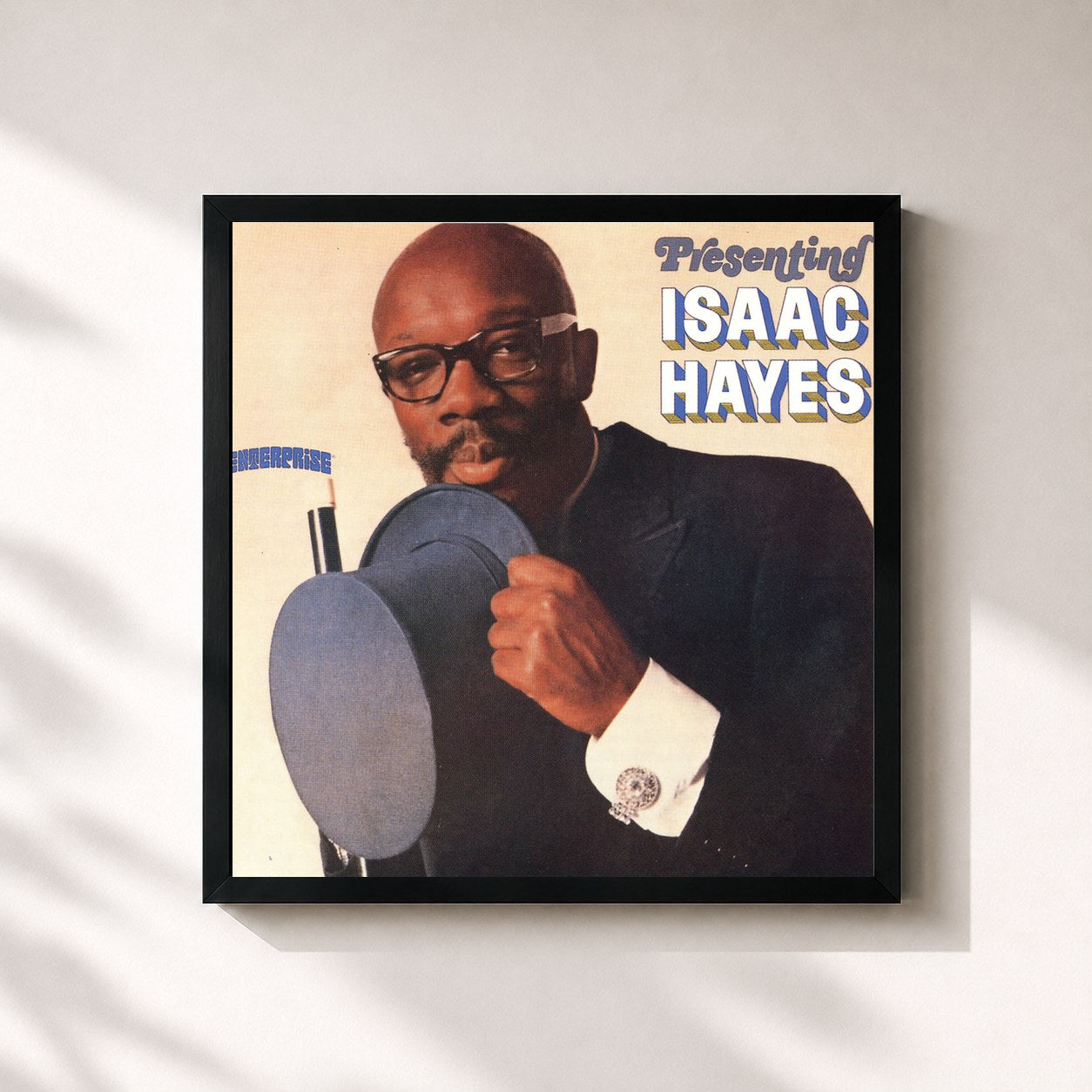 #noir Tableau carré de l'album Presenting Isaac Hayes de Isaac Hayes, cadre noir 32x32 cm