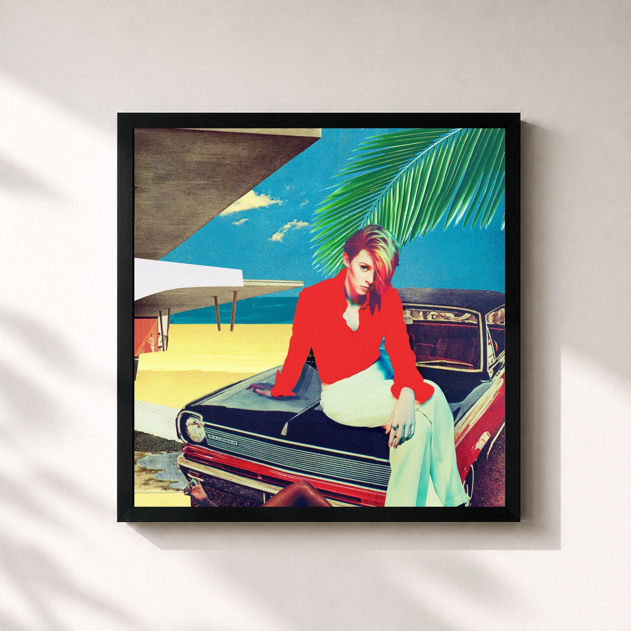 #noir Tableau carré de l'album Trouble In Paradise de La Roux, cadre noir 32x32 cm