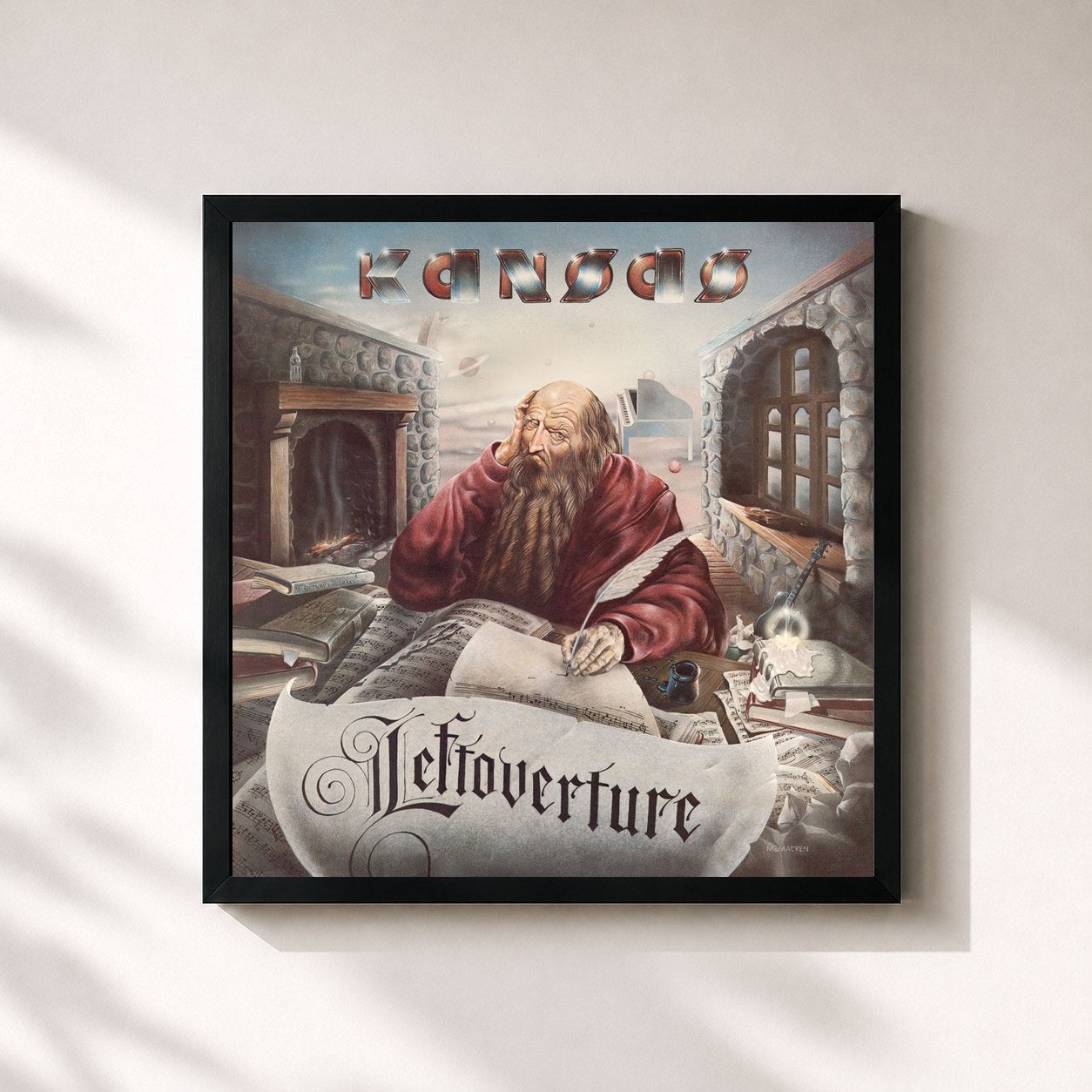 #noir Tableau carré de l'album Leftoverture (Expanded Edition) de Kansas, cadre noir 32x32 cm