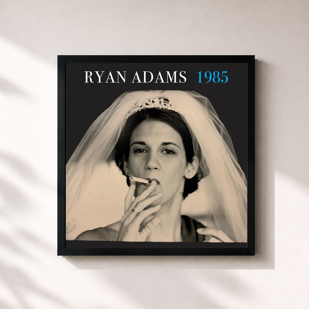 #noir Tableau carré de l'album 1985 de Ryan Adams, cadre noir 32x32 cm