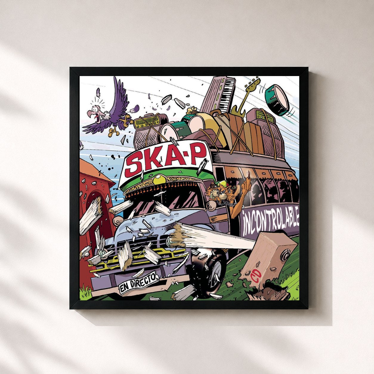 #noir Tableau carré de l'album Incontrolable de Ska-P, cadre noir 32x32 cm