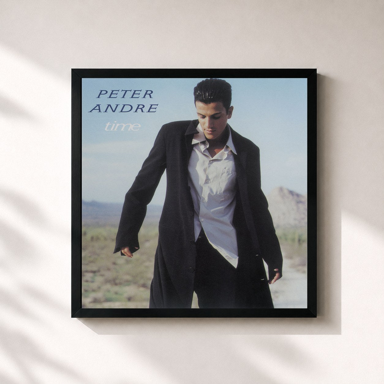 #noir Tableau carré de l'album Time de Peter Andre, cadre noir 32x32 cm