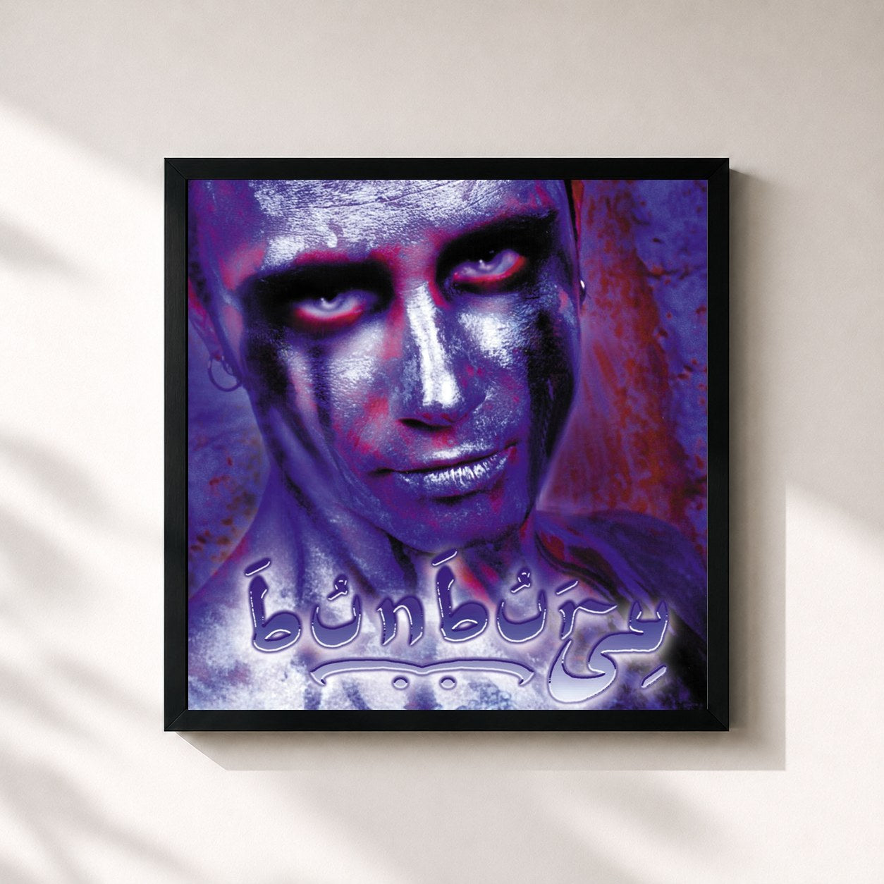 #noir Tableau carré de l'album Radical Sonora de Bunbury, cadre noir 32x32 cm