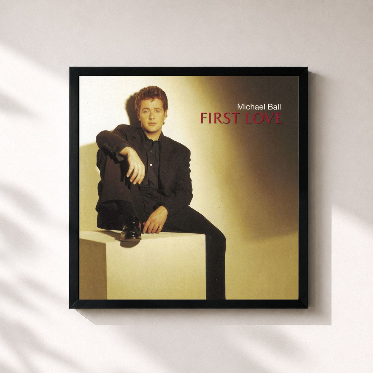 #noir Tableau carré de l'album First Love de Michael Ball, cadre noir 32x32 cm