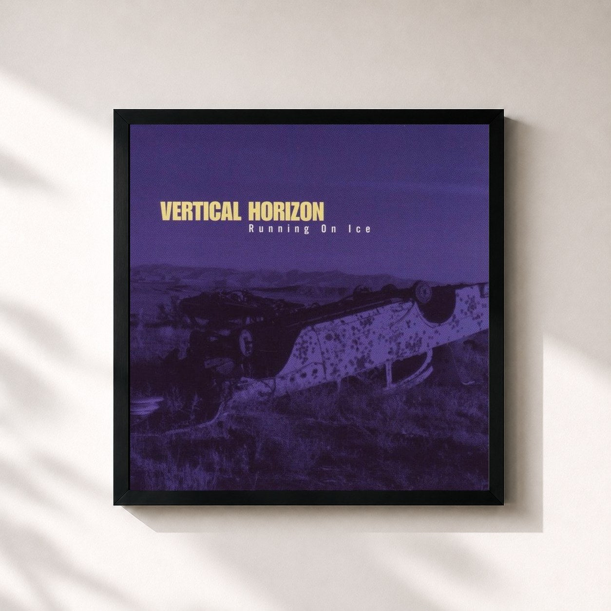 #noir Tableau carré de l'album Running On Ice de Vertical Horizon, cadre noir 32x32 cm