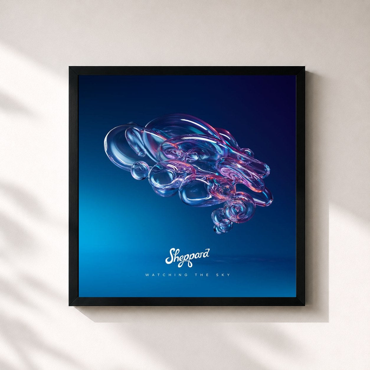 #noir Tableau carré de l'album Watching The Sky de Sheppard, cadre noir 32x32 cm