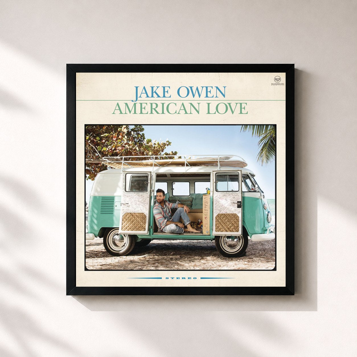 #noir Tableau carré de l'album American Love de Jake Owen, cadre noir 32x32 cm