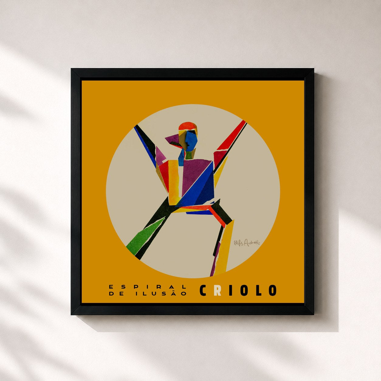 #noir Tableau carré de l'album Espiral de Ilusão (Deluxe Edition) de Criolo, cadre noir 32x32 cm
