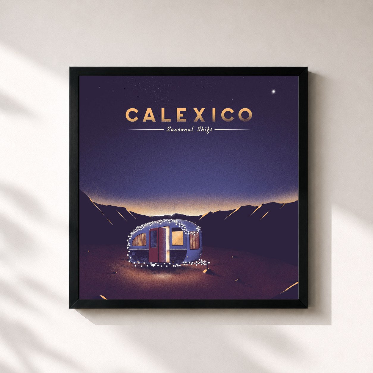 #noir Tableau carré de l'album Seasonal Shift de Calexico, cadre noir 32x32 cm