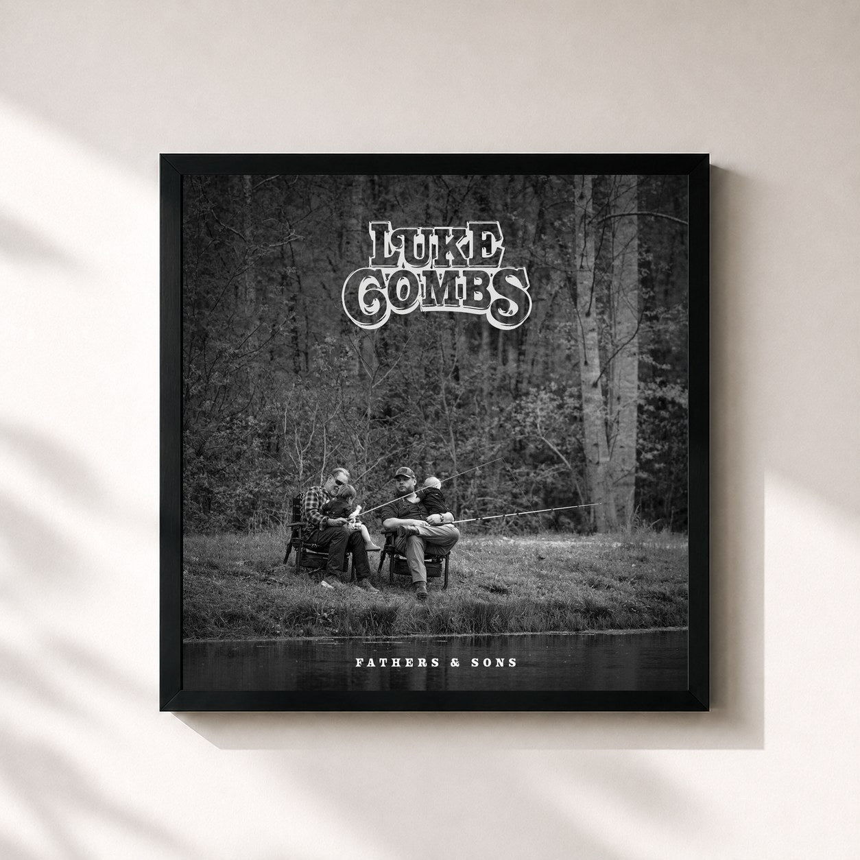 #noir Tableau carré de l'album Fathers & Sons de Luke Combs, cadre noir 32x32 cm