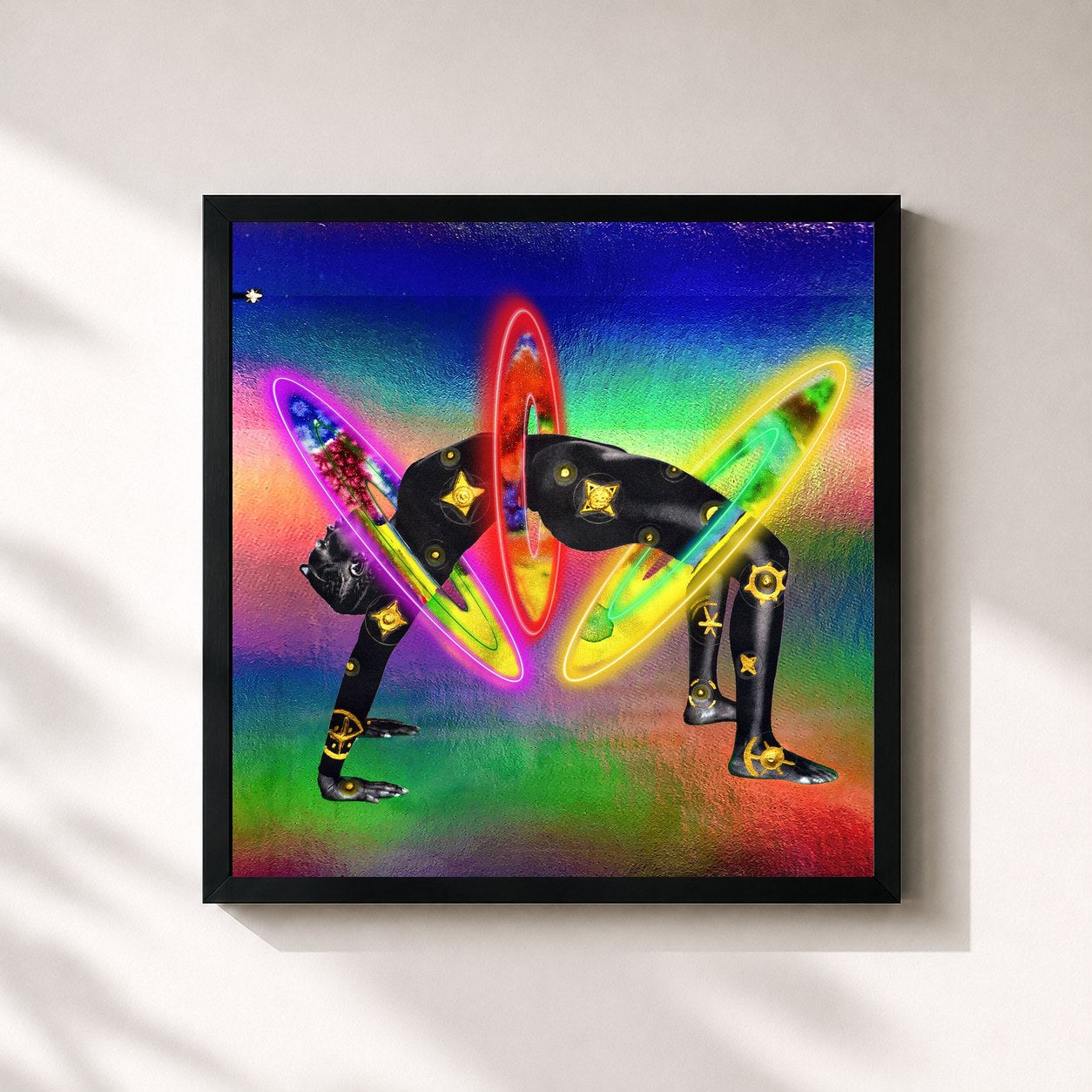 #noir Tableau carré de l'album Rainbow Child (Instrumentals) de LION BABE, cadre noir 32x32 cm