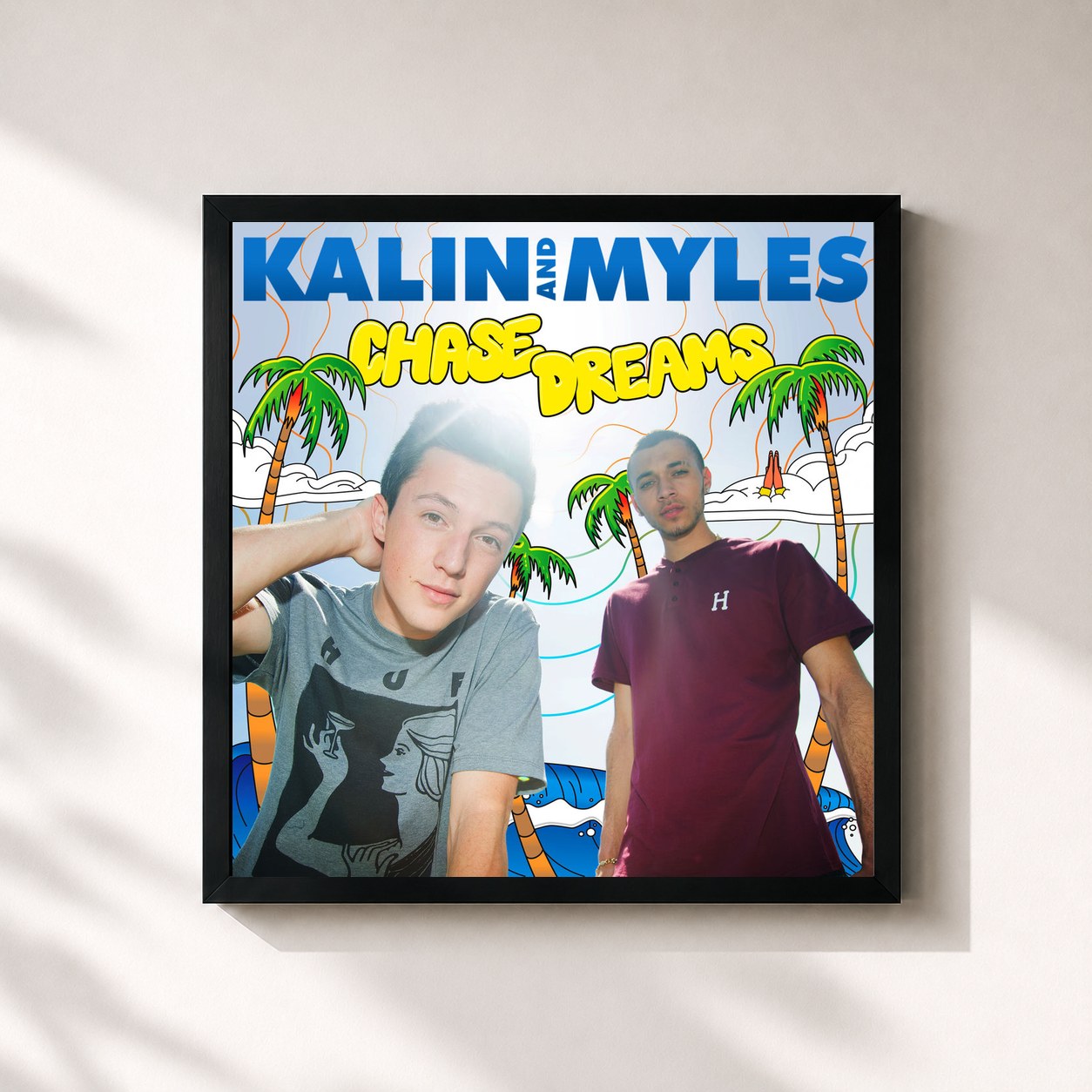 #noir Tableau carré de l'album Chase Dreams de Kalin and Myles, cadre noir 32x32 cm