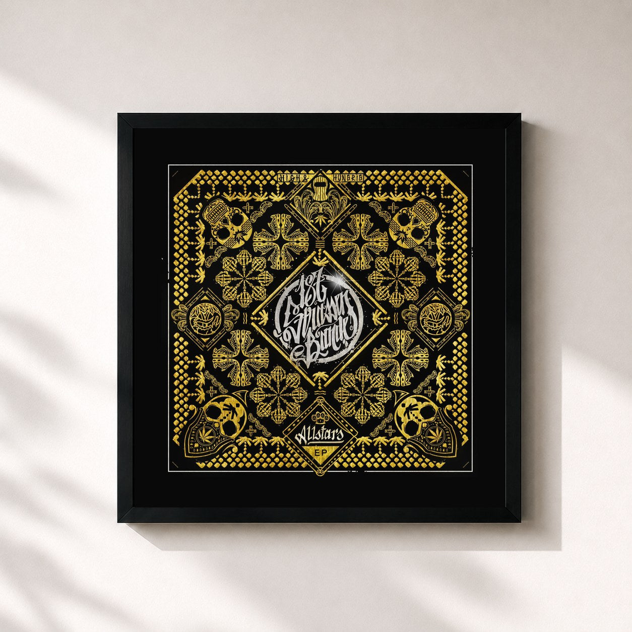 #noir Tableau carré de l'album 187 Allstars - EP de 187 Strassenbande, cadre noir 32x32 cm