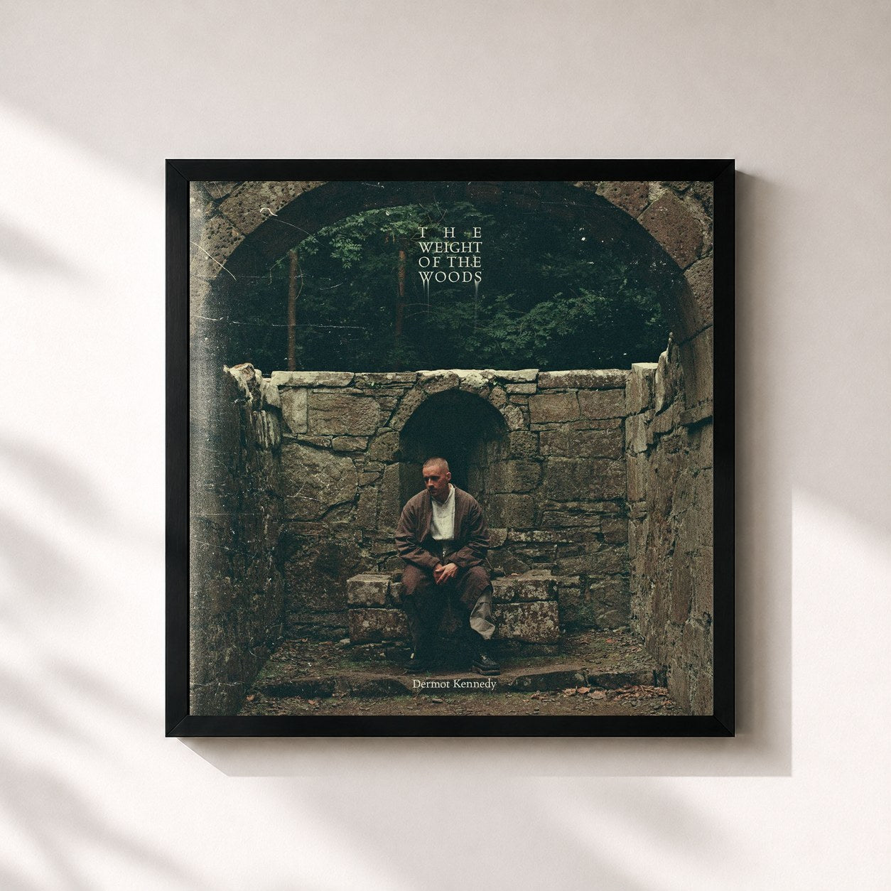 #noir Tableau carré de l'album The Weight of the Woods de Dermot Kennedy, cadre noir 32x32 cm