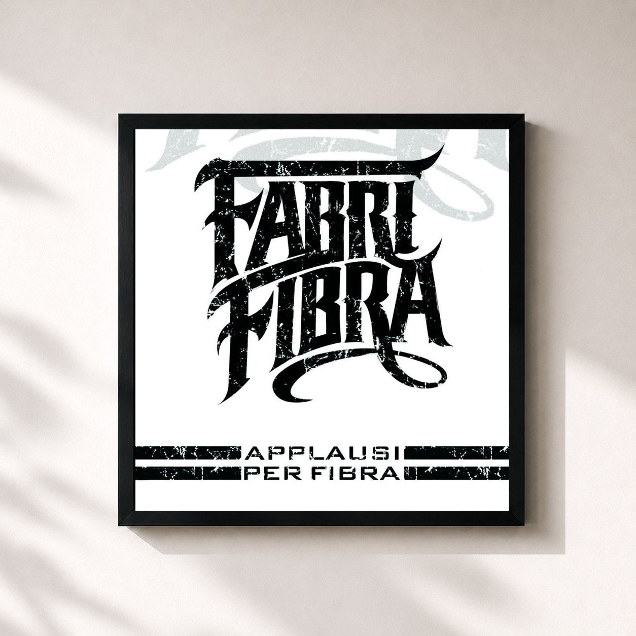 #noir Tableau carré de l'album Applausi Per Fibra de Fabri Fibra, cadre noir 32x32 cm