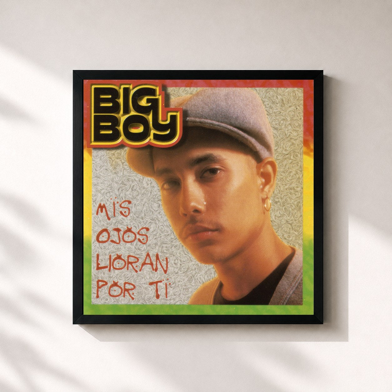 #noir Tableau carré de l'album Mis Ojos Lloran Por Ti de Big Boy, cadre noir 32x32 cm