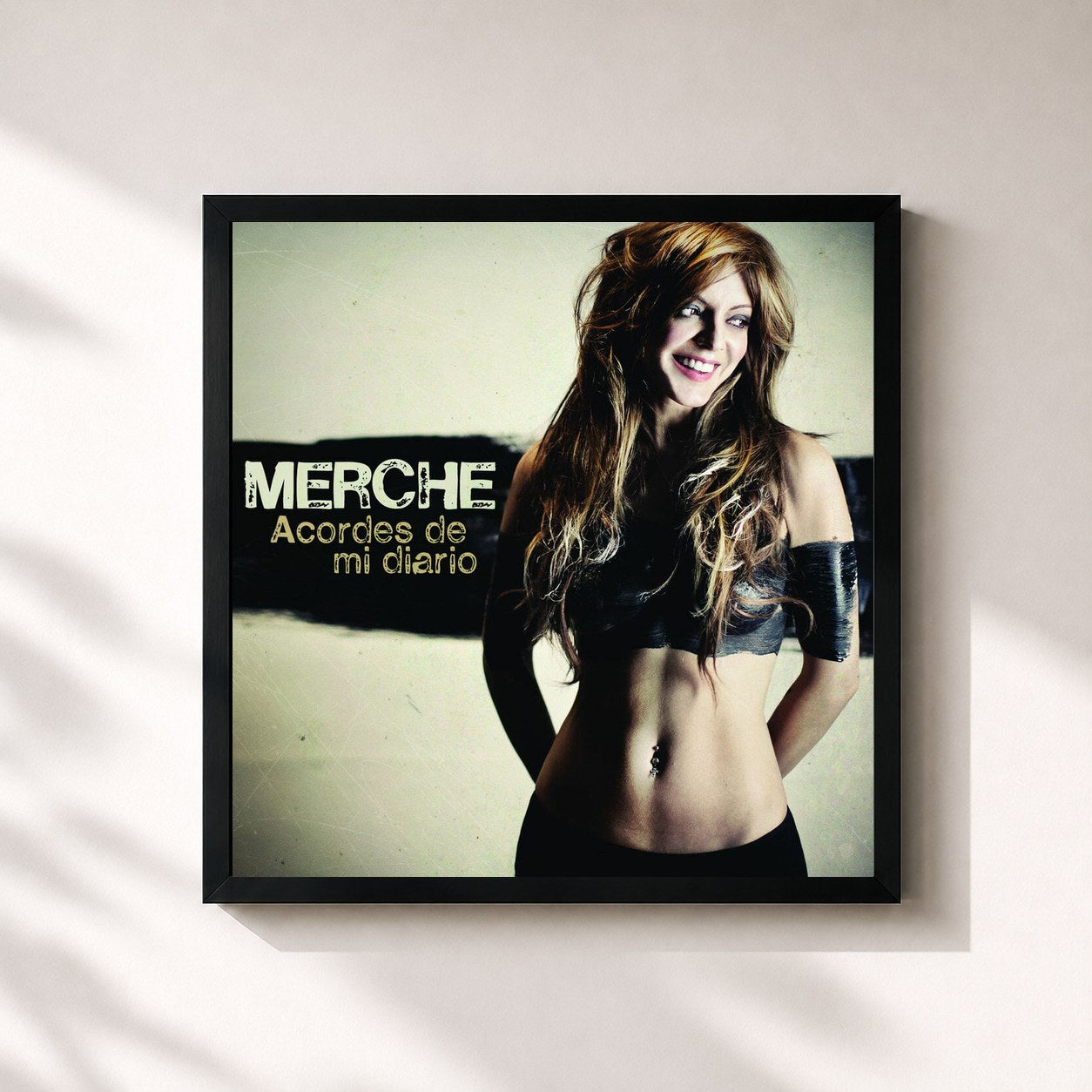 #noir Tableau carré de l'album Acordes De Mi Diario de Merche, cadre noir 32x32 cm