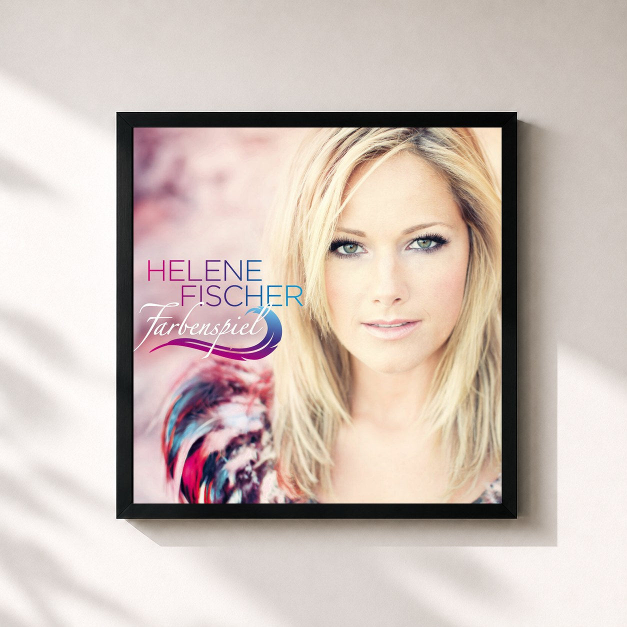 #noir Tableau carré de l'album Farbenspiel de Helene Fischer, cadre noir 32x32 cm