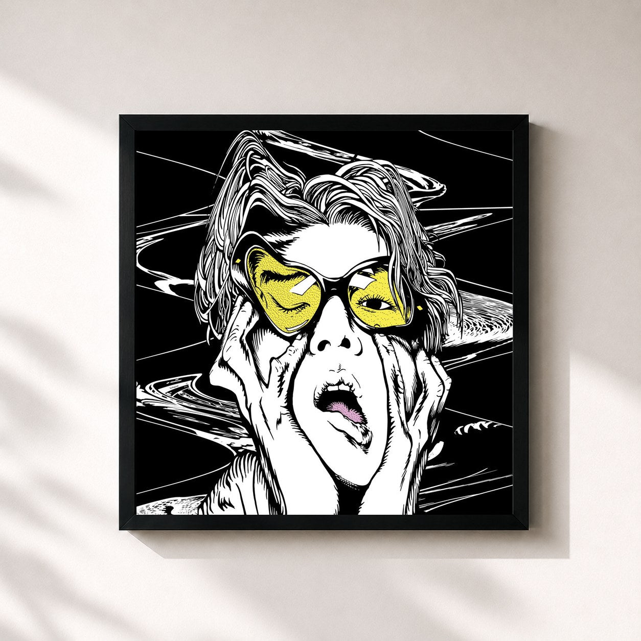 #noir Tableau carré de l'album Mechanical Album de Giriboy, cadre noir 32x32 cm