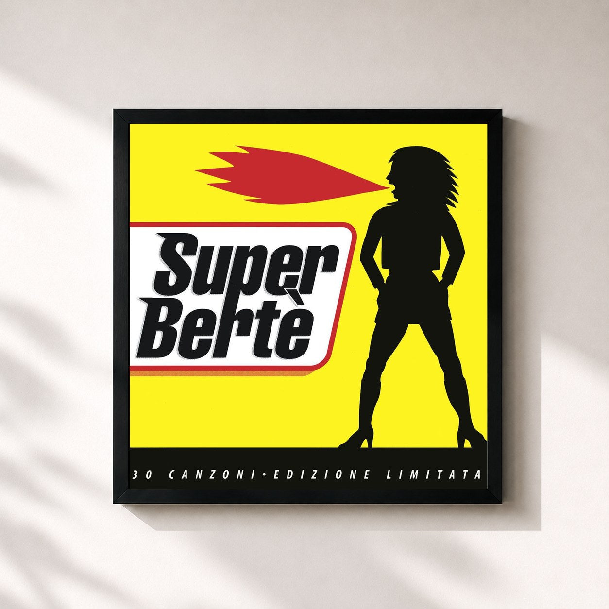 #noir Tableau carré de l'album Super Bertè de Loredana Bertè, cadre noir 32x32 cm