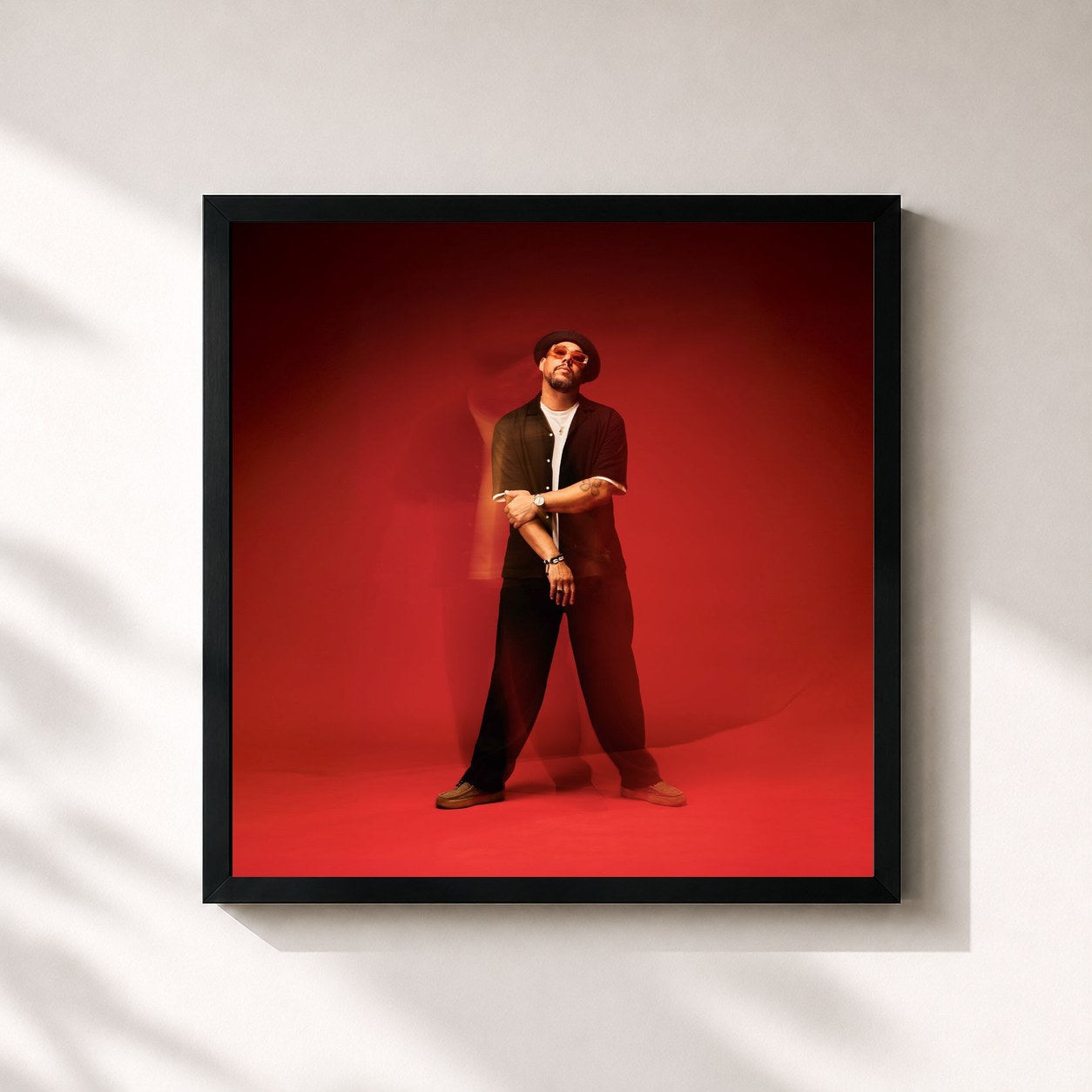 #noir Tableau carré de l'album SAD GENERATION de Ben L'Oncle Soul, cadre noir 32x32 cm