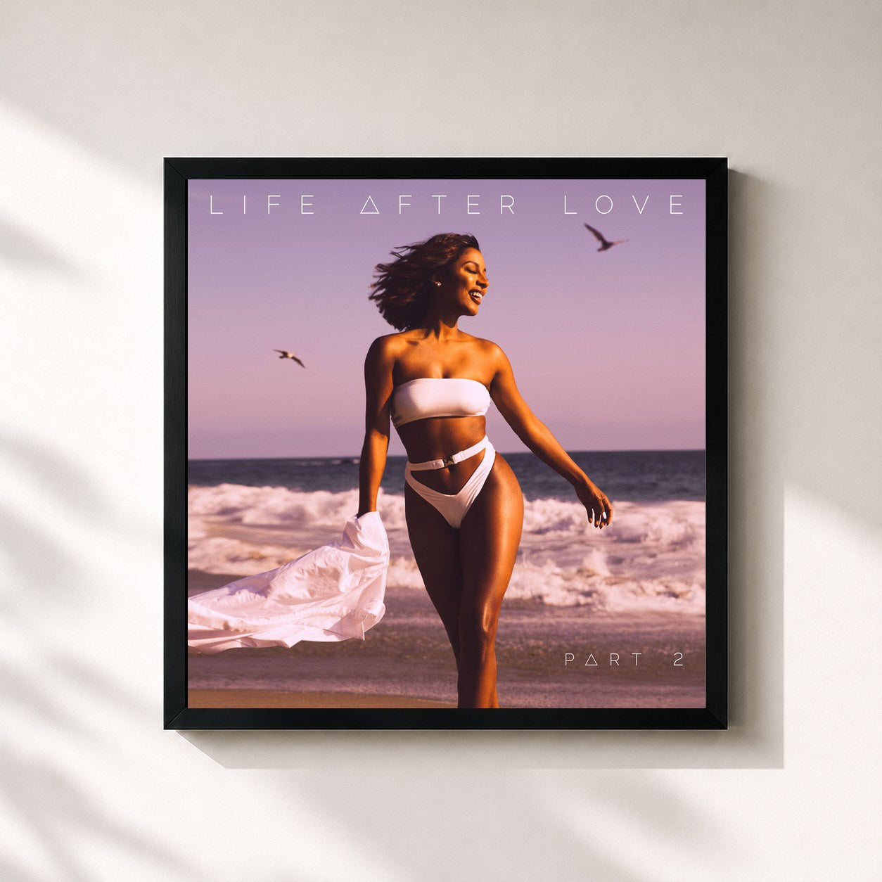#noir Tableau carré de l'album Life After Love, Pt. 2 de Victoria Monét, cadre noir 32x32 cm