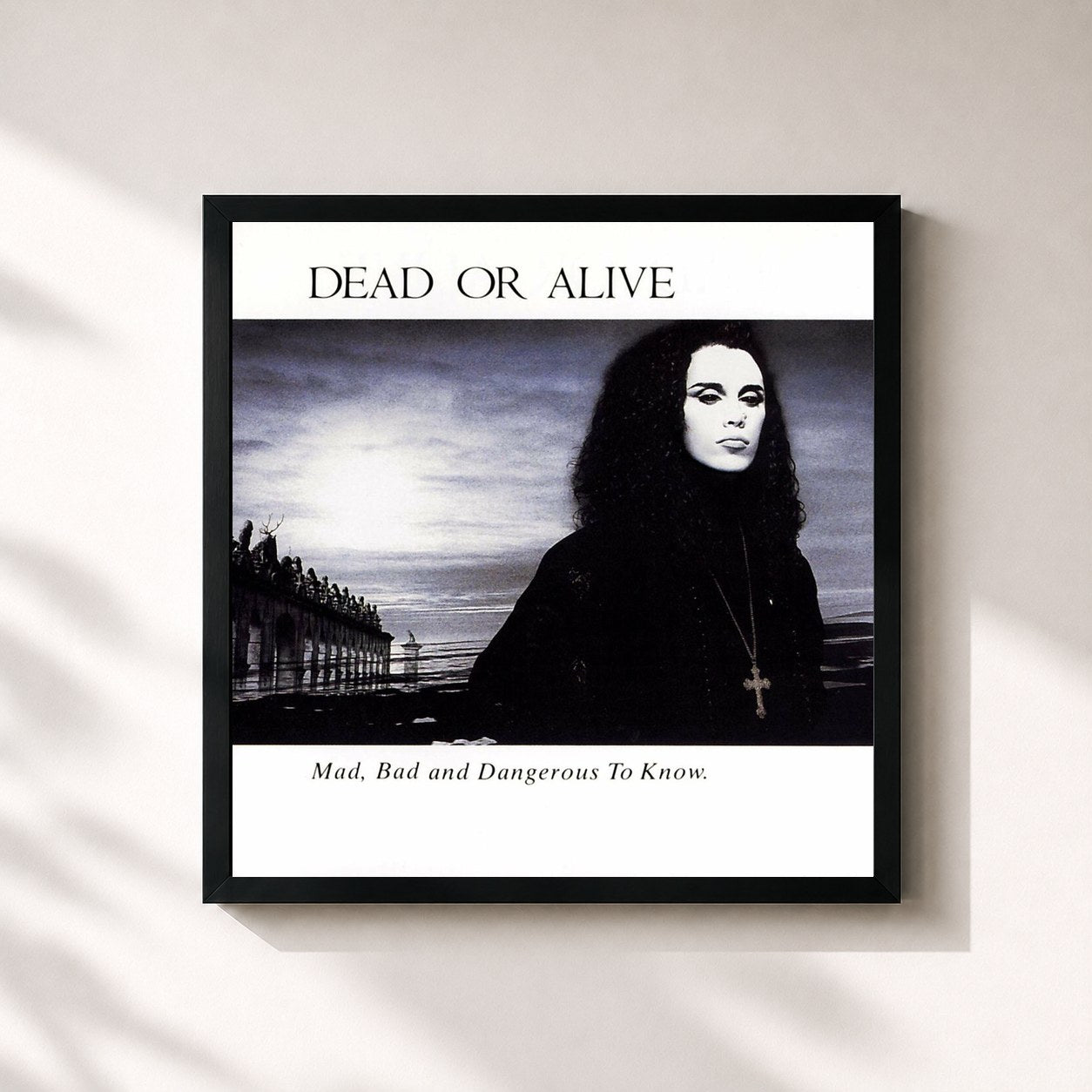 #noir Tableau carré de l'album Mad, Bad, and Dangerous to Know de Dead or Alive, cadre noir 32x32 cm