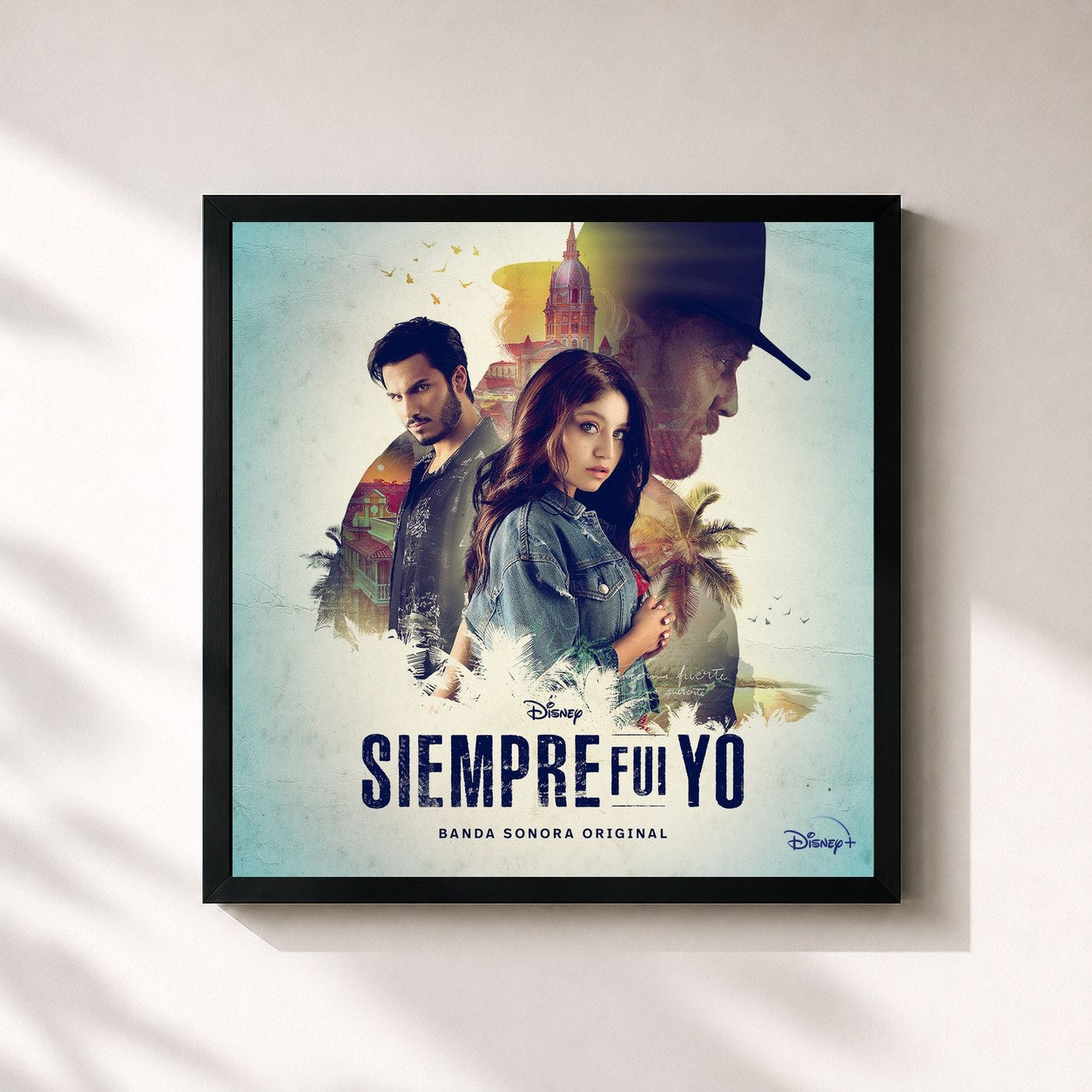 #noir Tableau carré de l'album Disney Siempre Fui Yo (Banda Sonora Original) de Karol Sevilla, cadre noir 32x32 cm