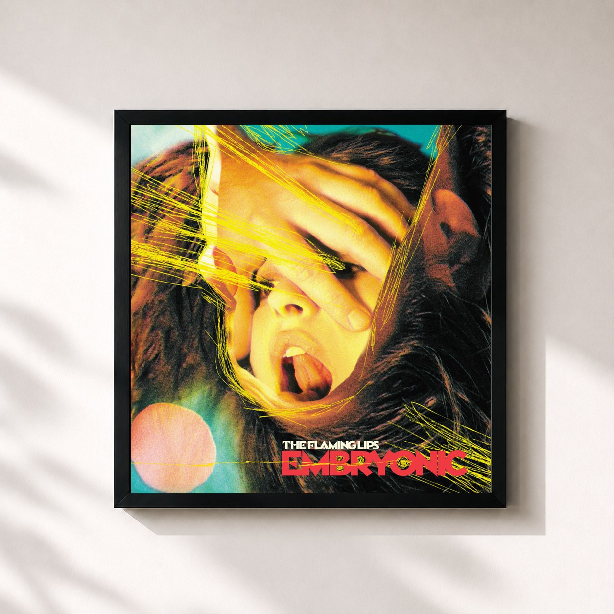#noir Tableau carré de l'album Embryonic de The Flaming Lips, cadre noir 32x32 cm