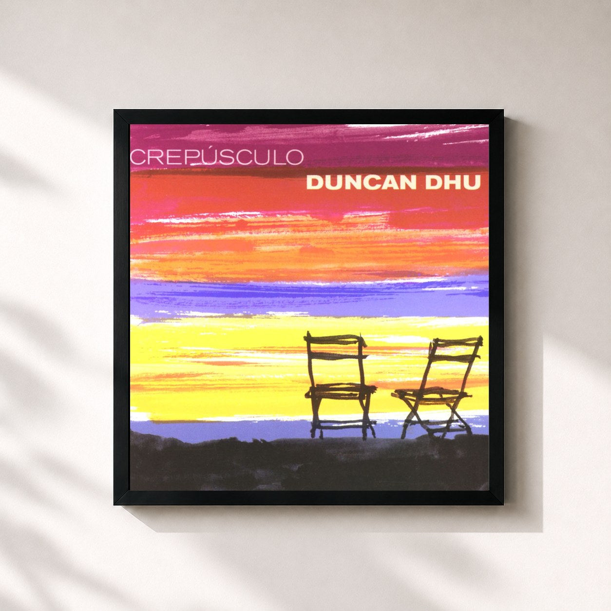 #noir Tableau carré de l'album Crepusculo de Duncan Dhu, cadre noir 32x32 cm
